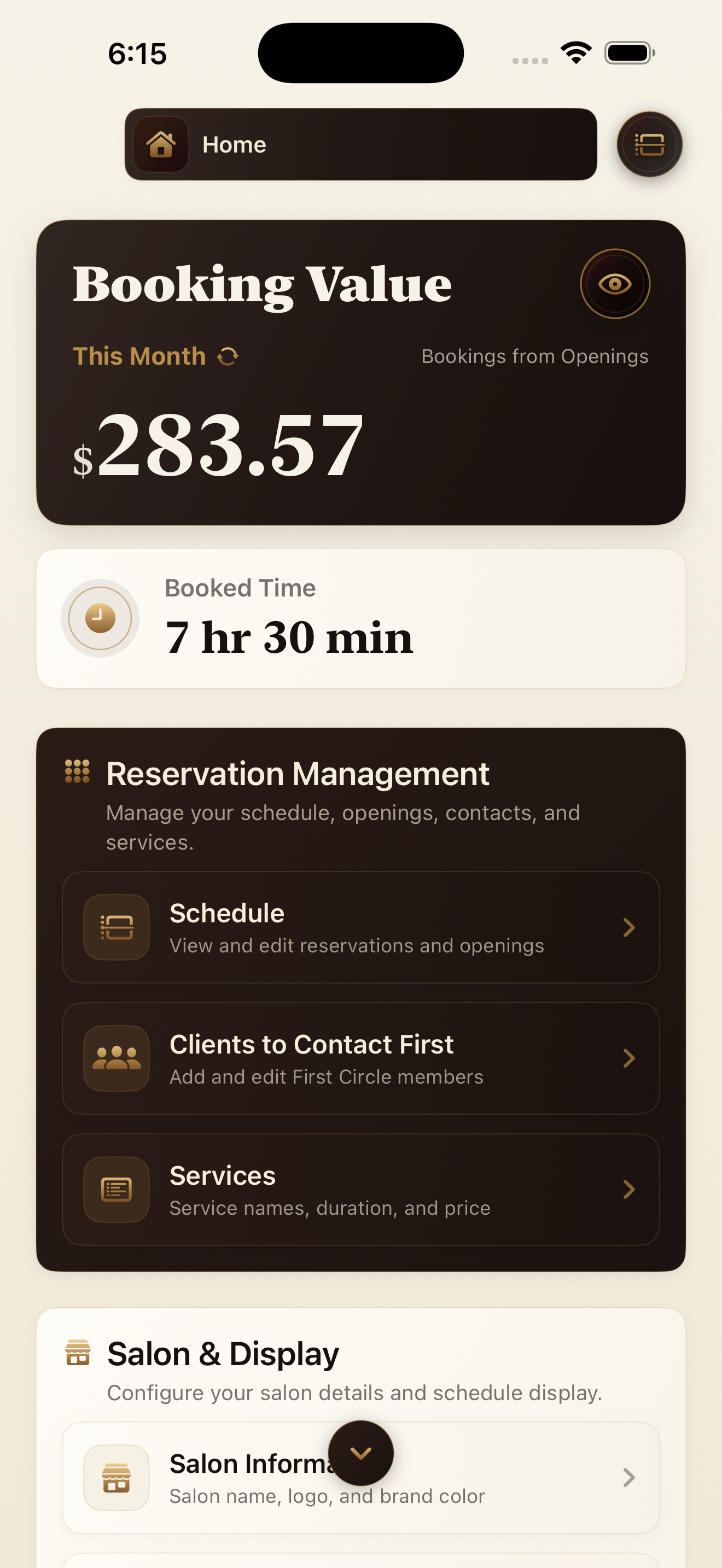 TwelveOath screenshot showing monthly booking value dashboard